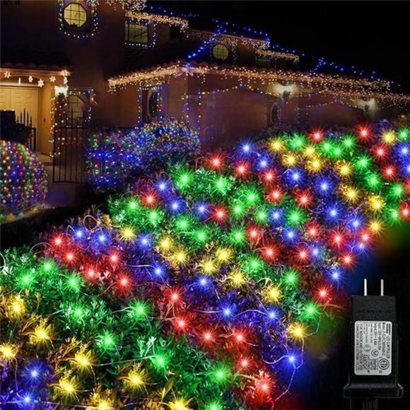 Colorful Net Lights Outdoor, 300 LED Christmas Net Lights 14.8x4.9ft Mesh Lights - Picture 7 of 7